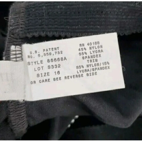 MIRACLESUIT One Piece Swimsuit Criss Cross Front Sz 16 Black w/ Black White Trim - Picture 10 of 10